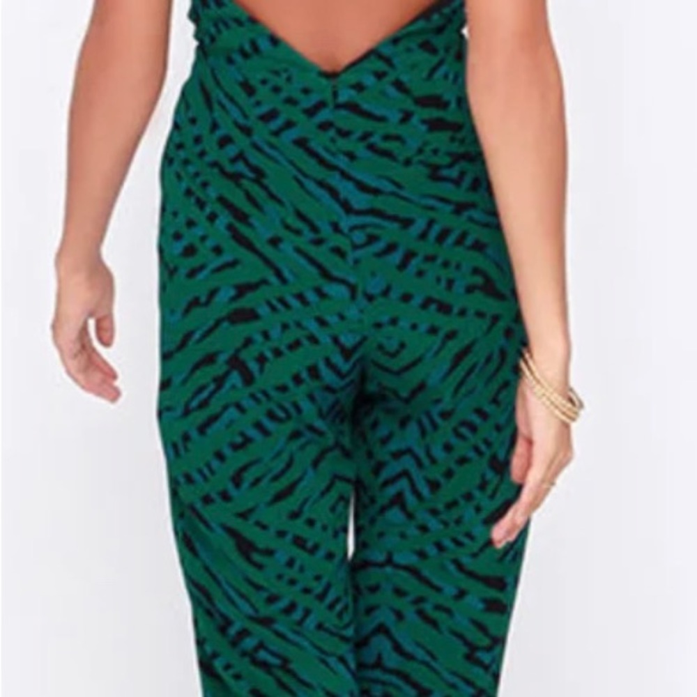 Lovers + Friends My Way Teal Green Print Jumpsuit Size Small - Used Condition. - Picture 7 of 7